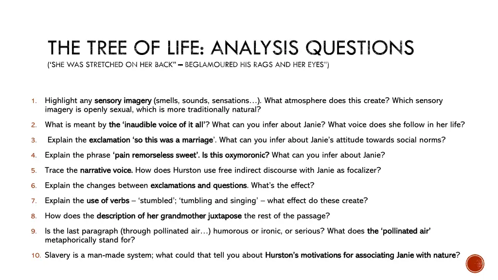 the tree of life analysis questions 1