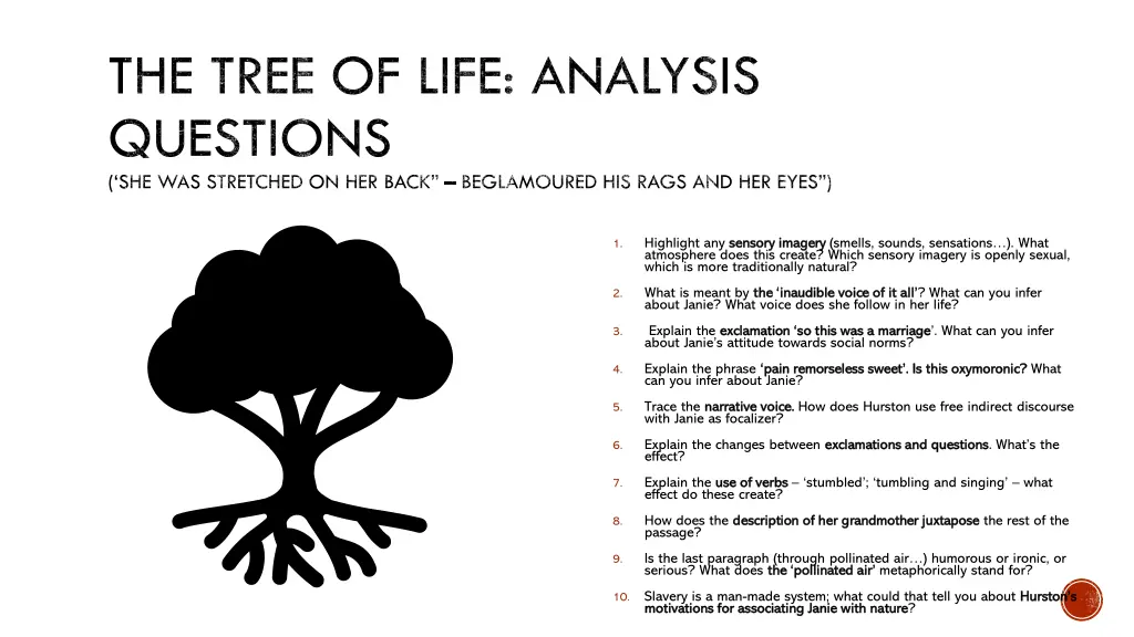 the tree of life analysis questions