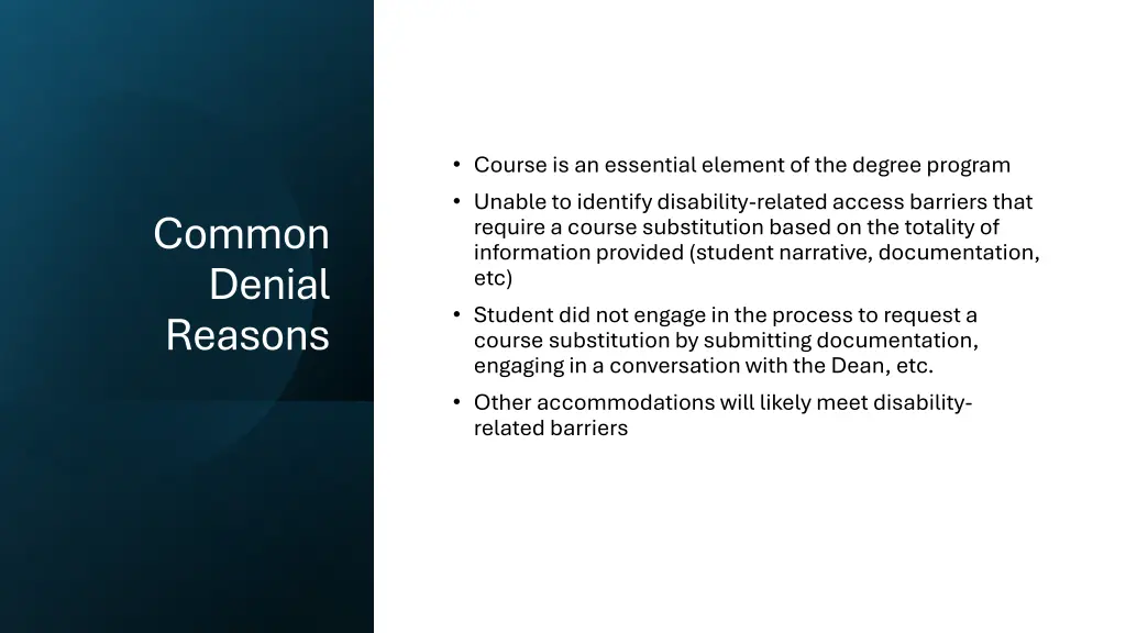 course is an essential element of the degree
