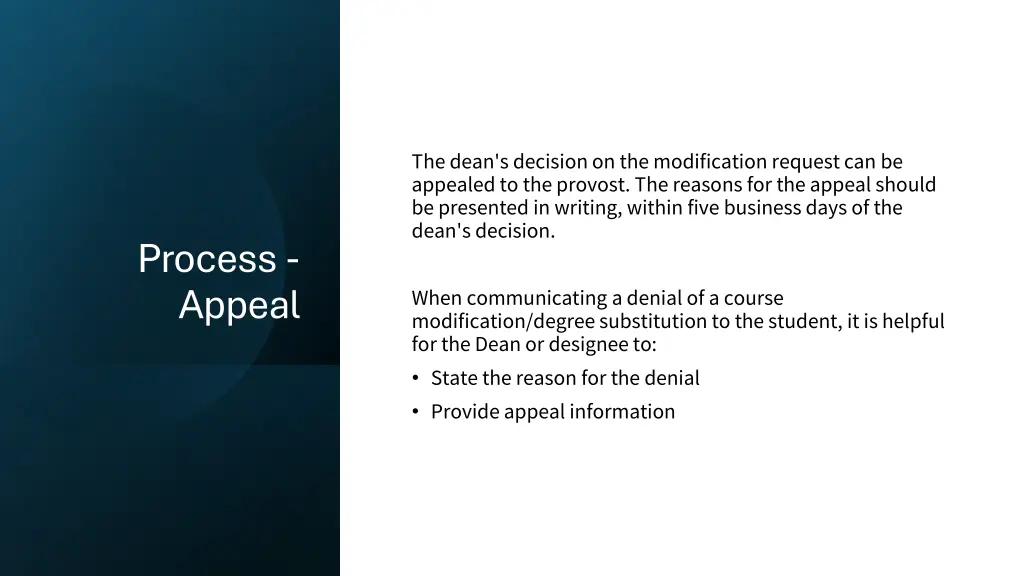 the dean s decision on the modification request