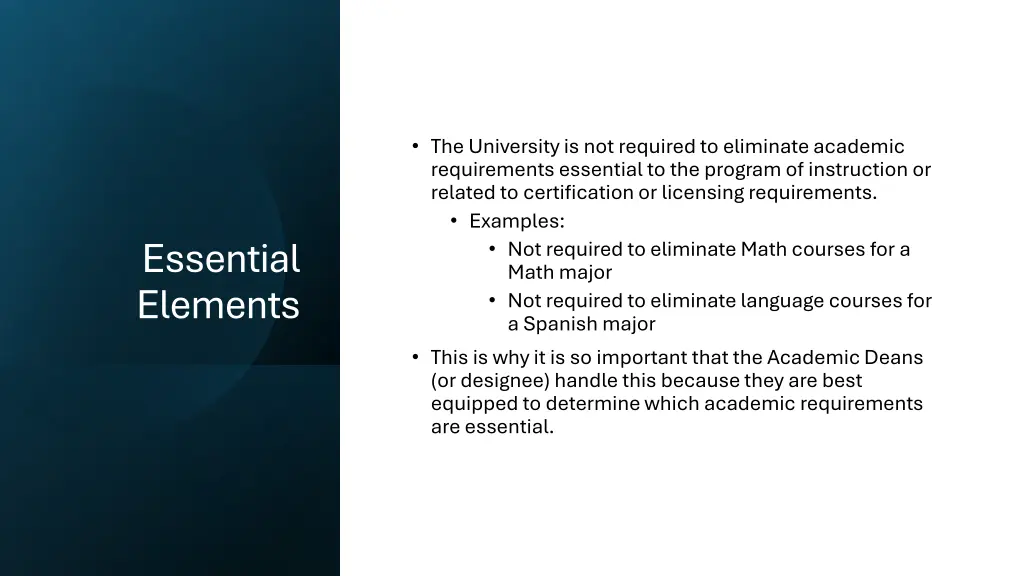 the university is not required to eliminate