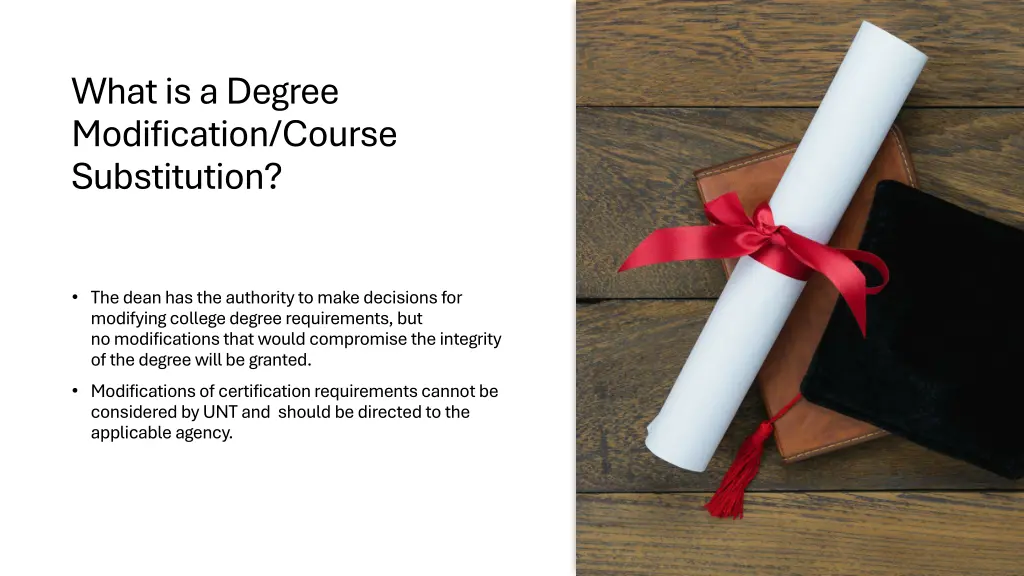 what is a degree modification course substitution 1