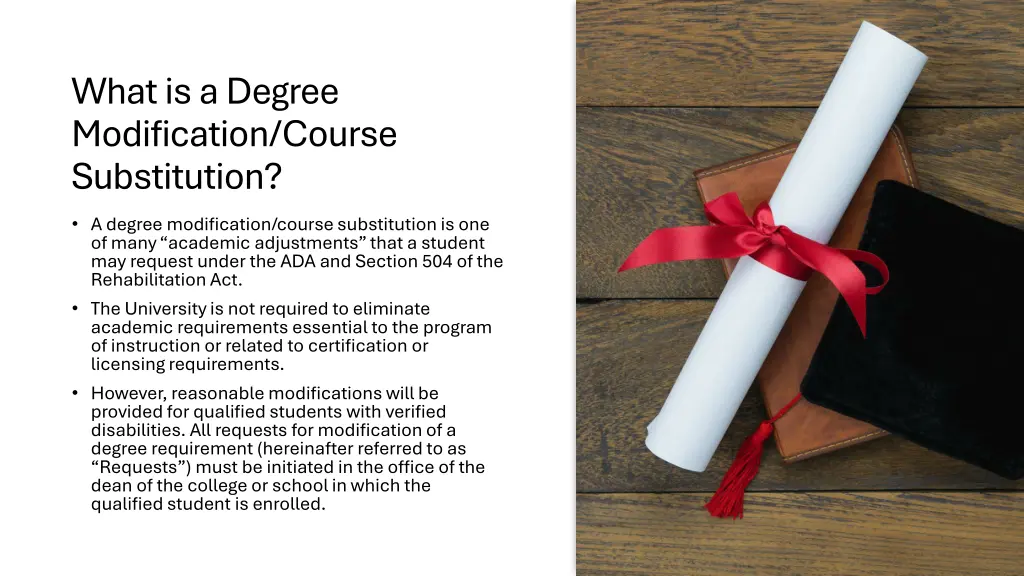 what is a degree modification course substitution