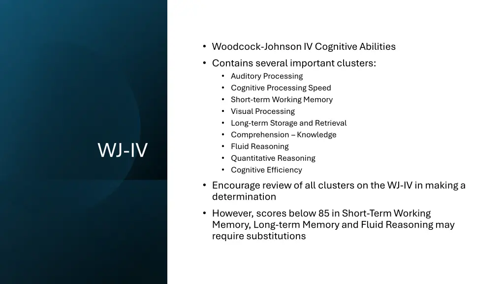 woodcock johnson iv cognitive abilities contains
