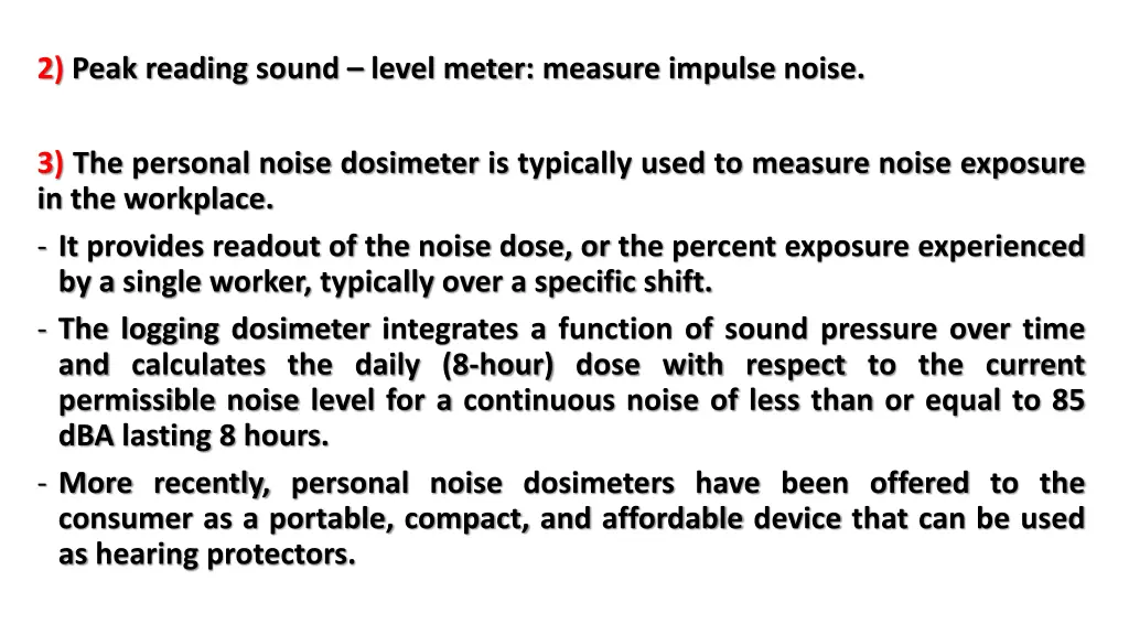 2 peak reading sound level meter measure impulse