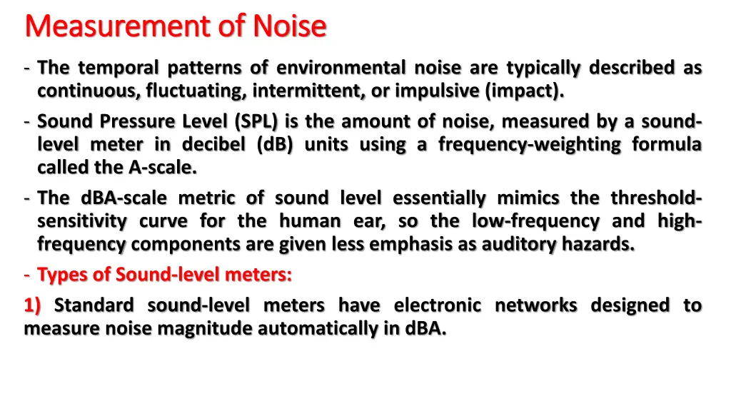 measurement of noise measurement of noise