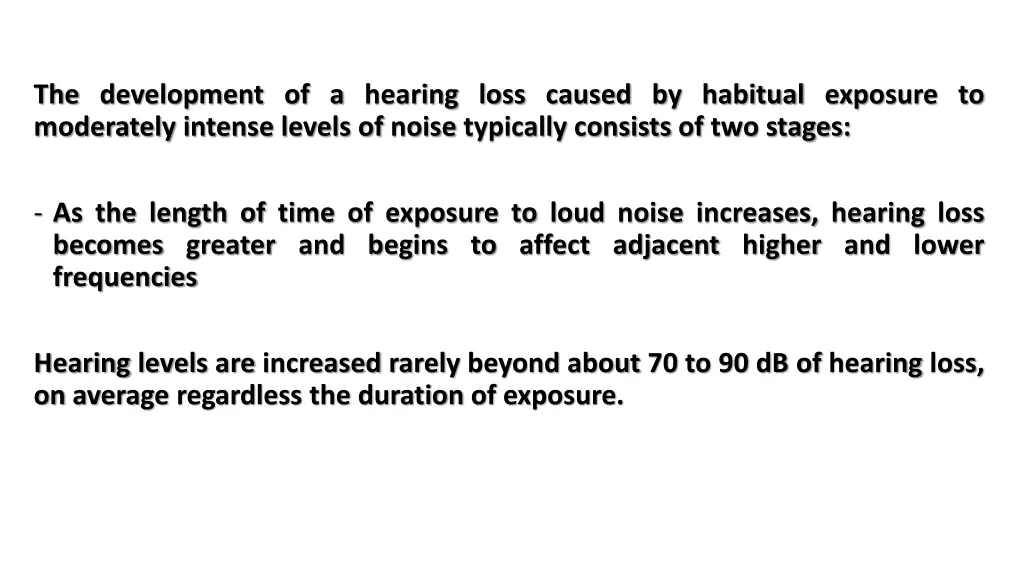 the development of a hearing loss caused