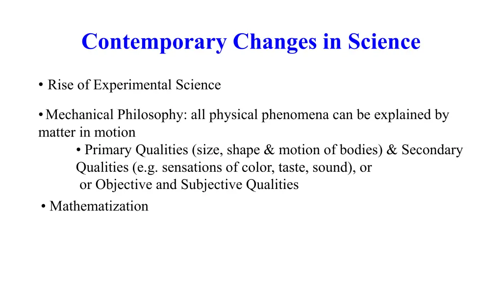 contemporary changes in science