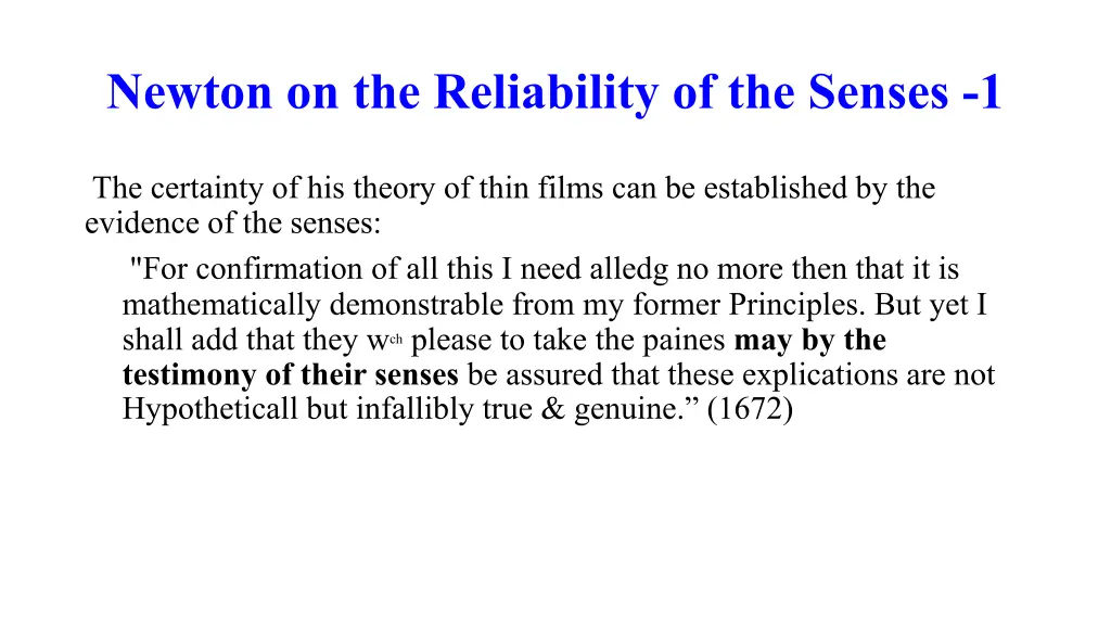 newton on the reliability of the senses 1