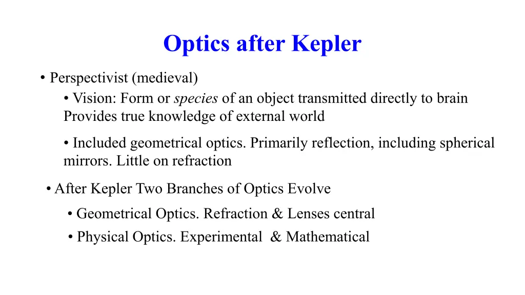 optics after kepler