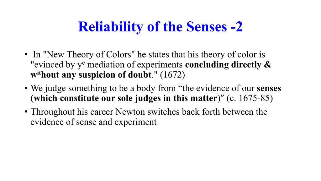 reliability of the senses 2