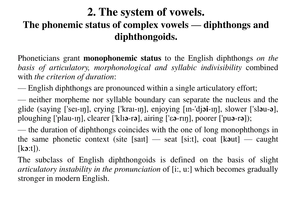 2 the system of vowels