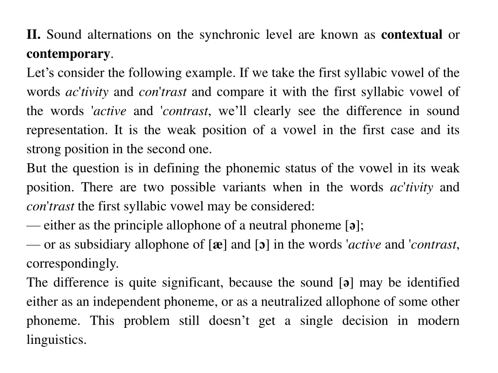 ii sound alternations on the synchronic level