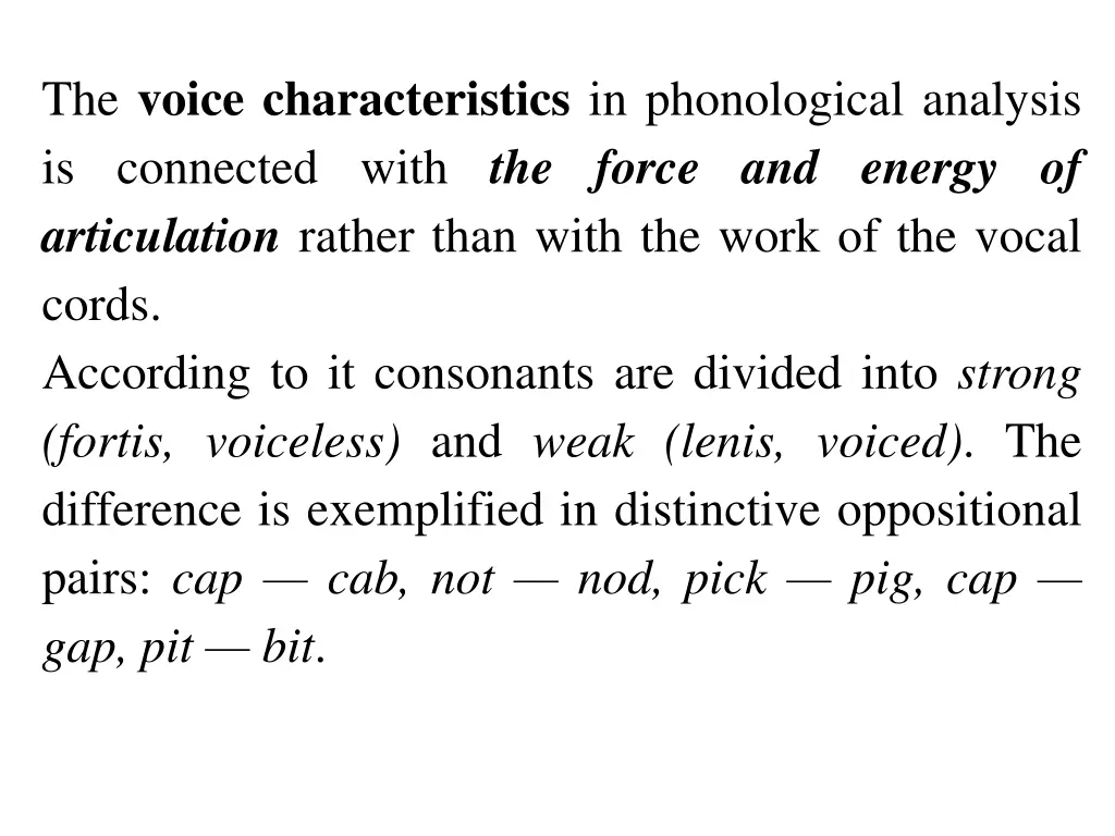 the voice characteristics in phonological