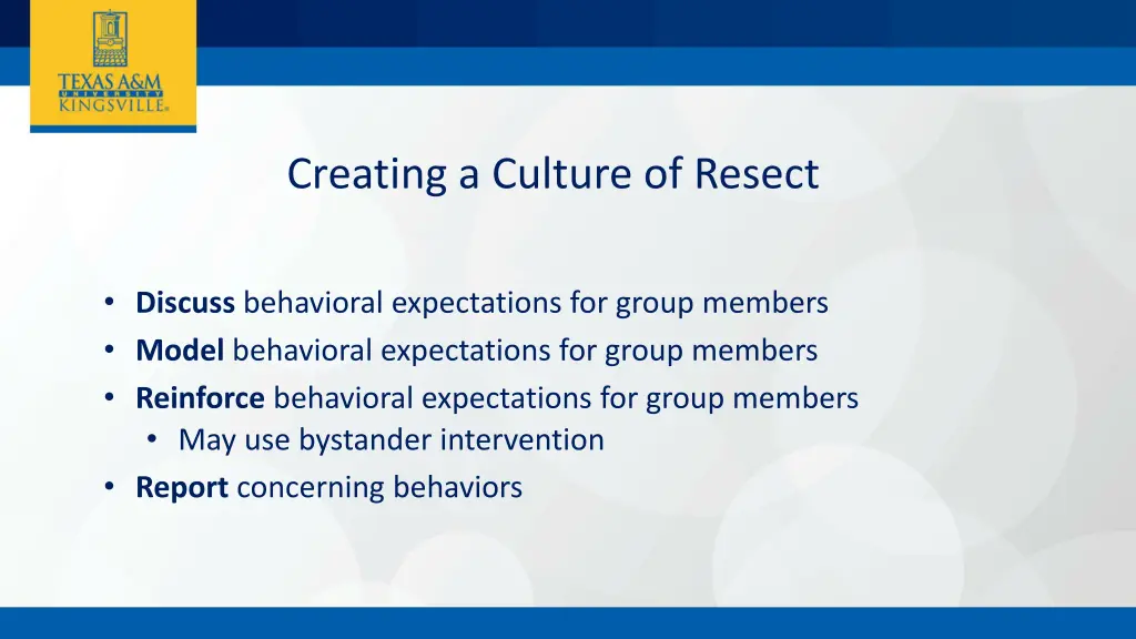 creating a culture of resect