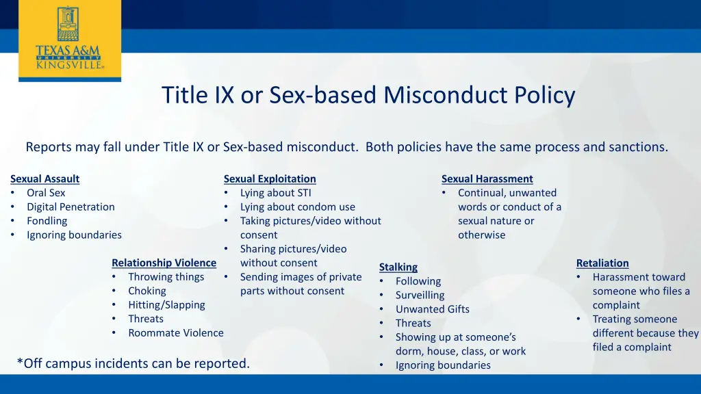 title ix or sex based misconduct policy