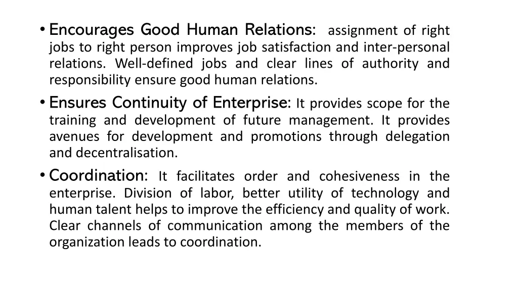 encourages good human relations assignment