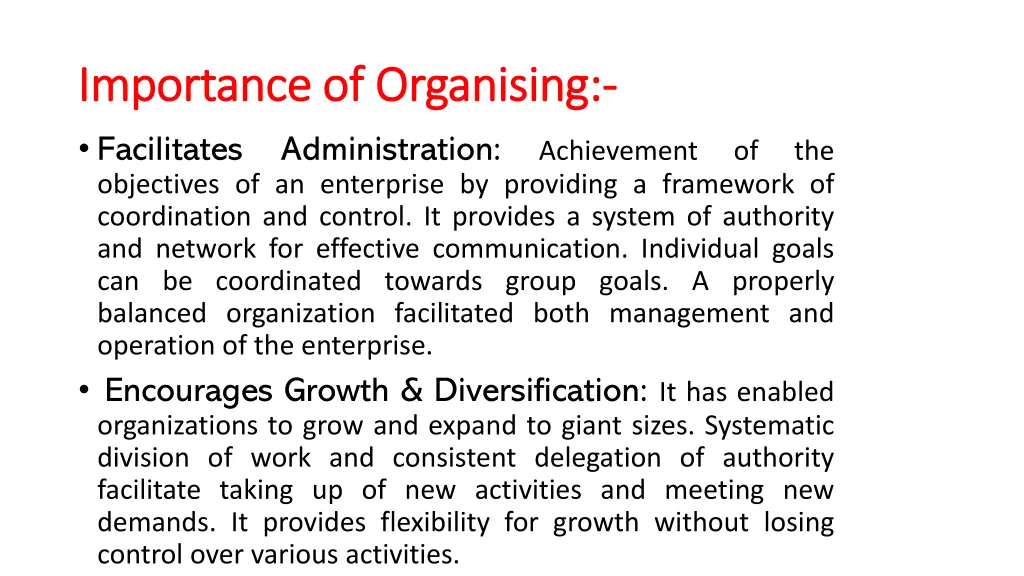 importance of organising importance of organising