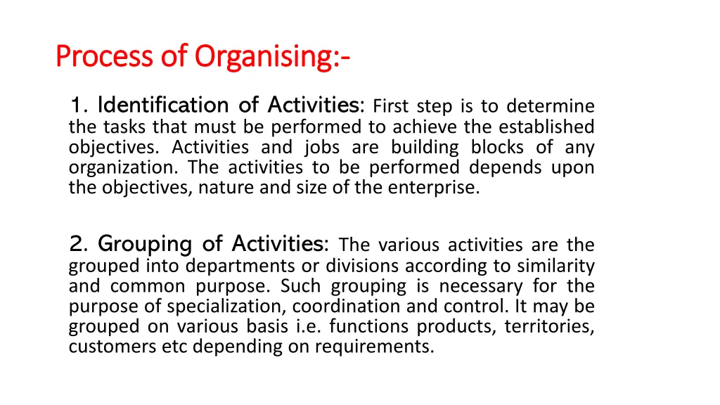 process of organising process of organising
