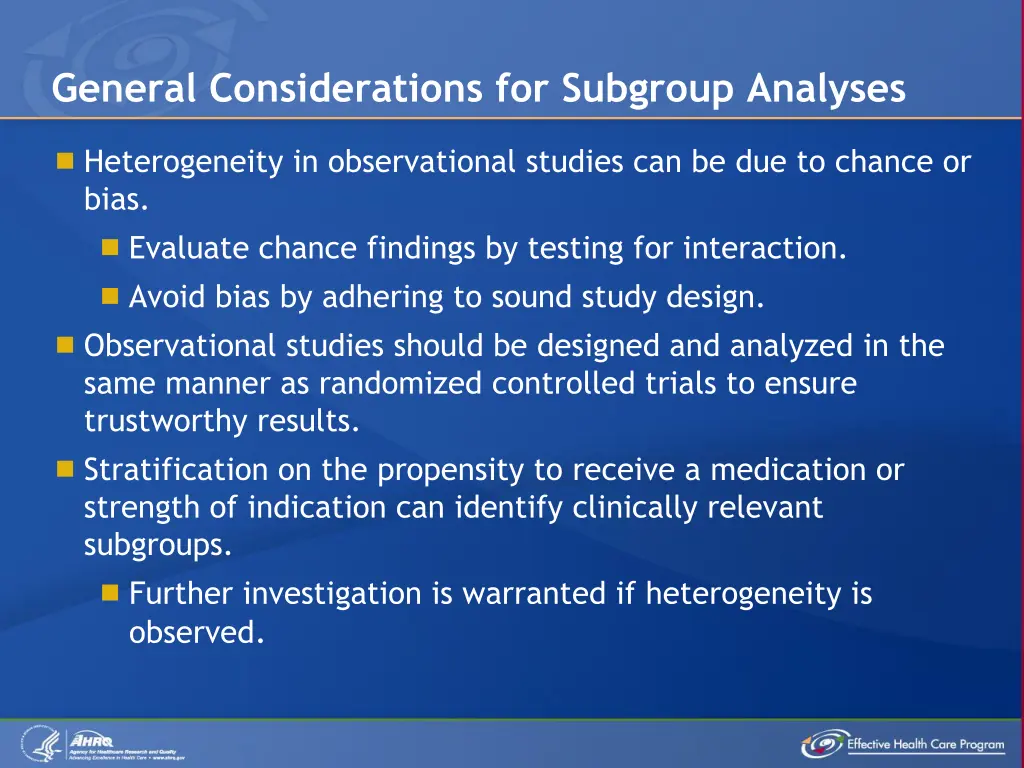 general considerations for subgroup analyses