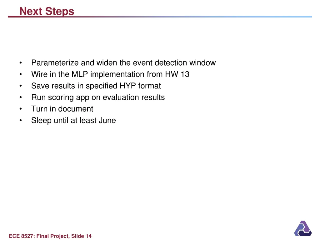 next steps