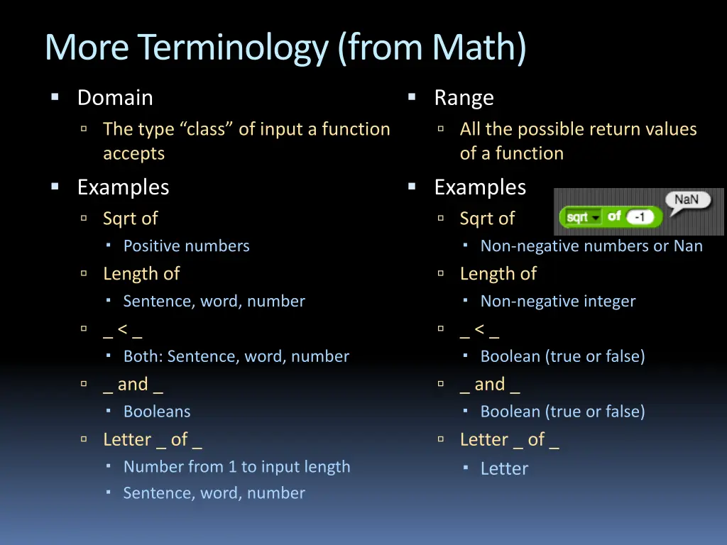 more terminology from math