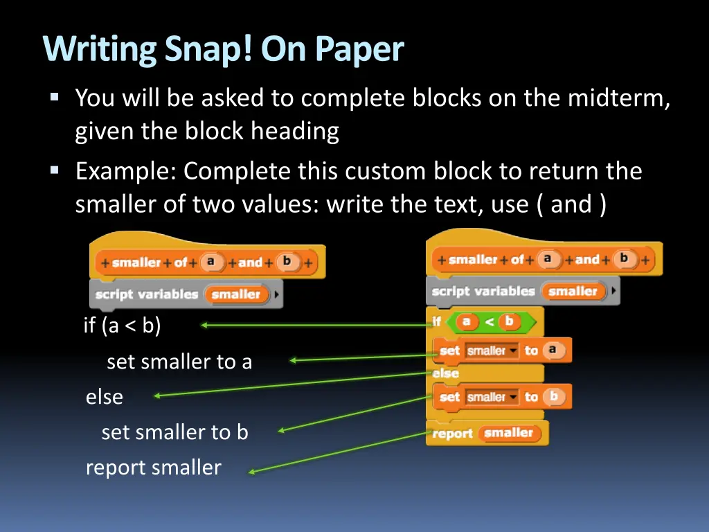 writing snap on paper