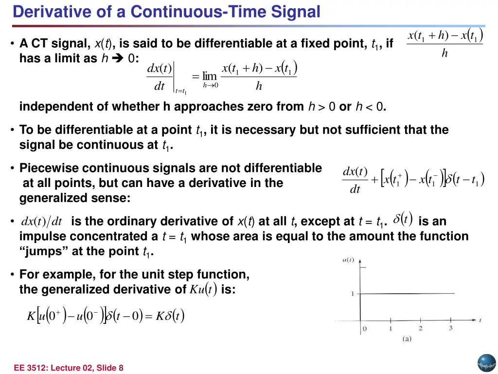 derivative of a continuous time signal