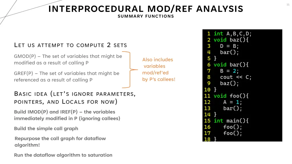 interprocedural mod ref analysis summary functions