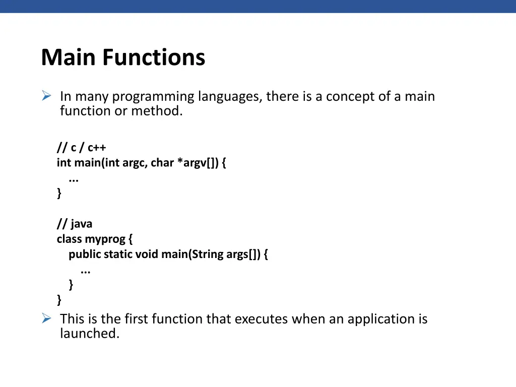 main functions