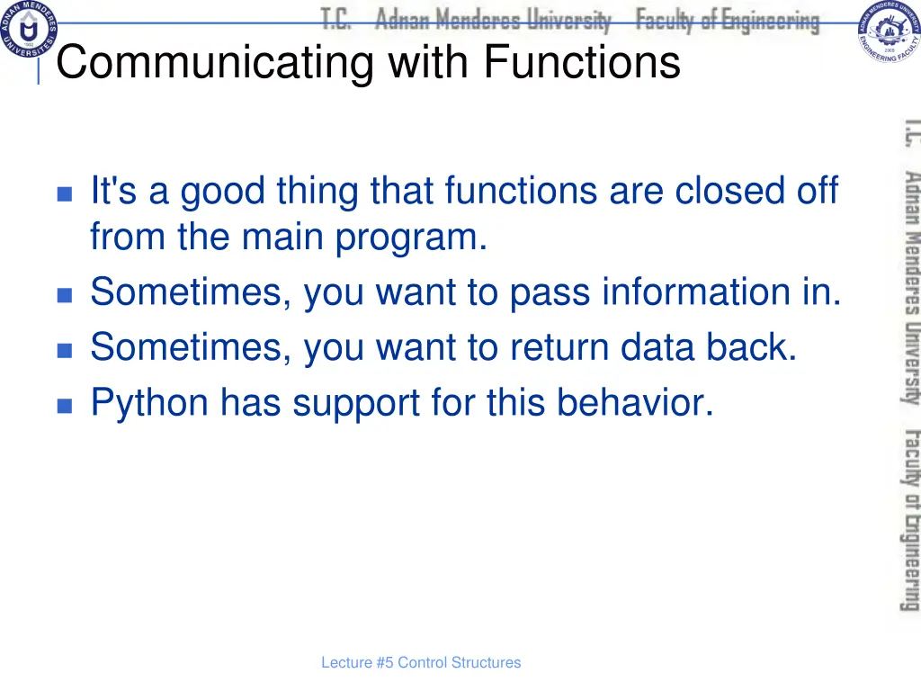 communicating with functions