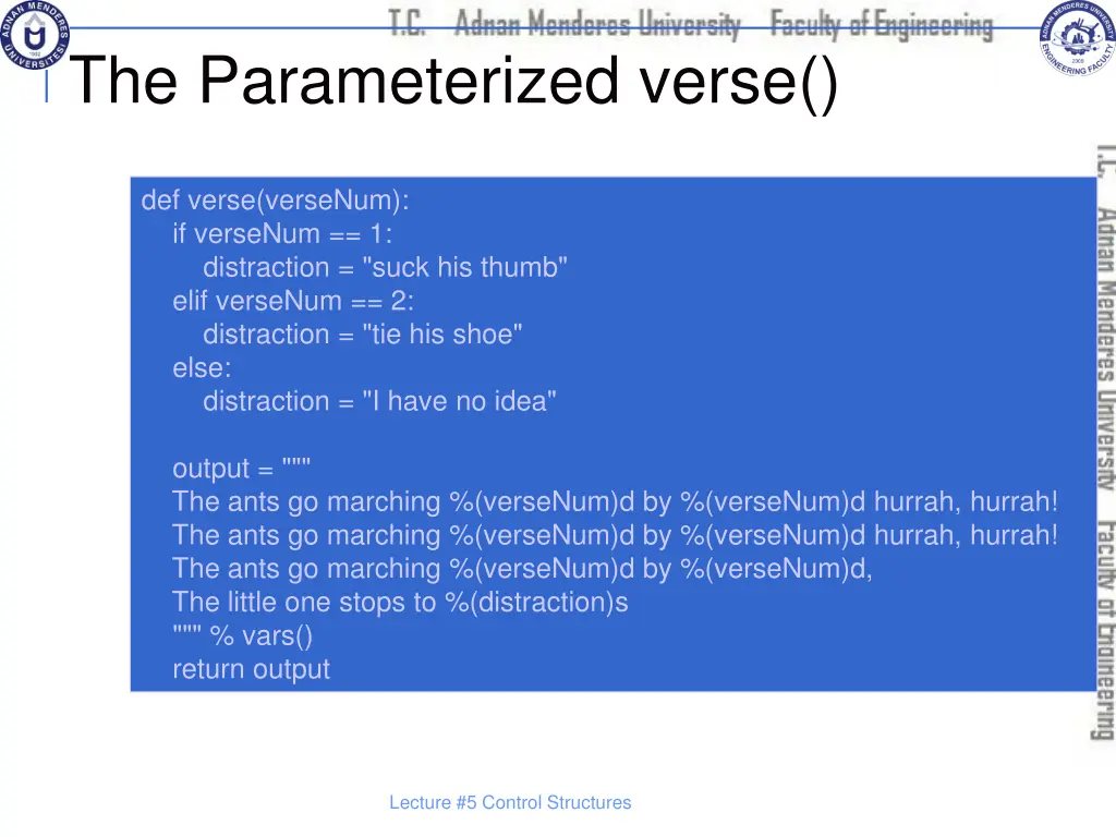 the parameterized verse