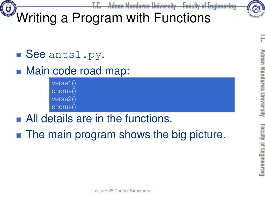writing a program with functions