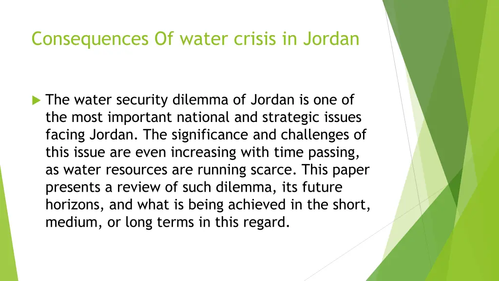 consequences of water crisis in jordan