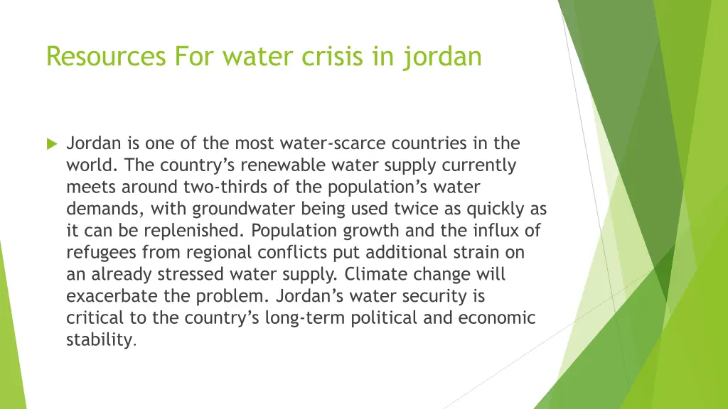 resources for water crisis in jordan