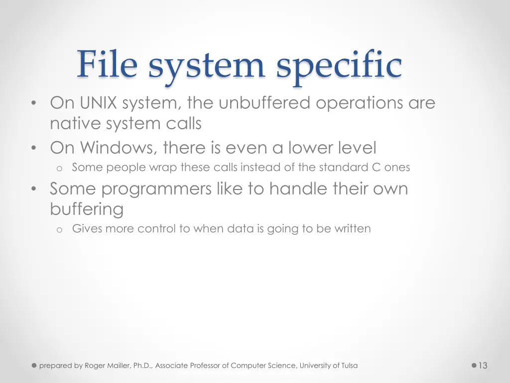 file system specific on unix system