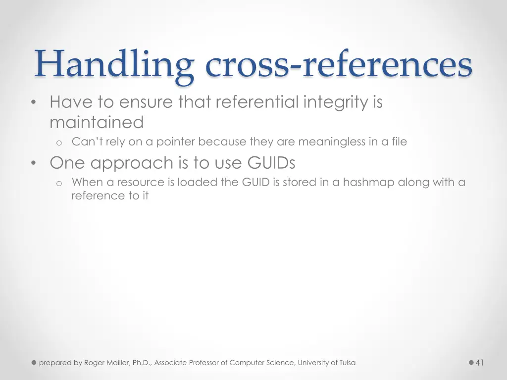handling cross references have to ensure that
