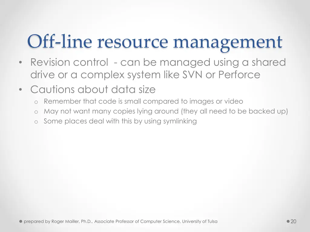 off line resource management revision control