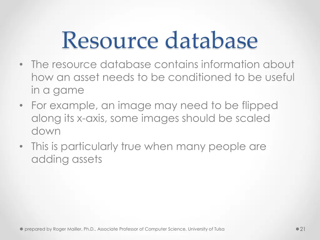 resource database the resource database contains