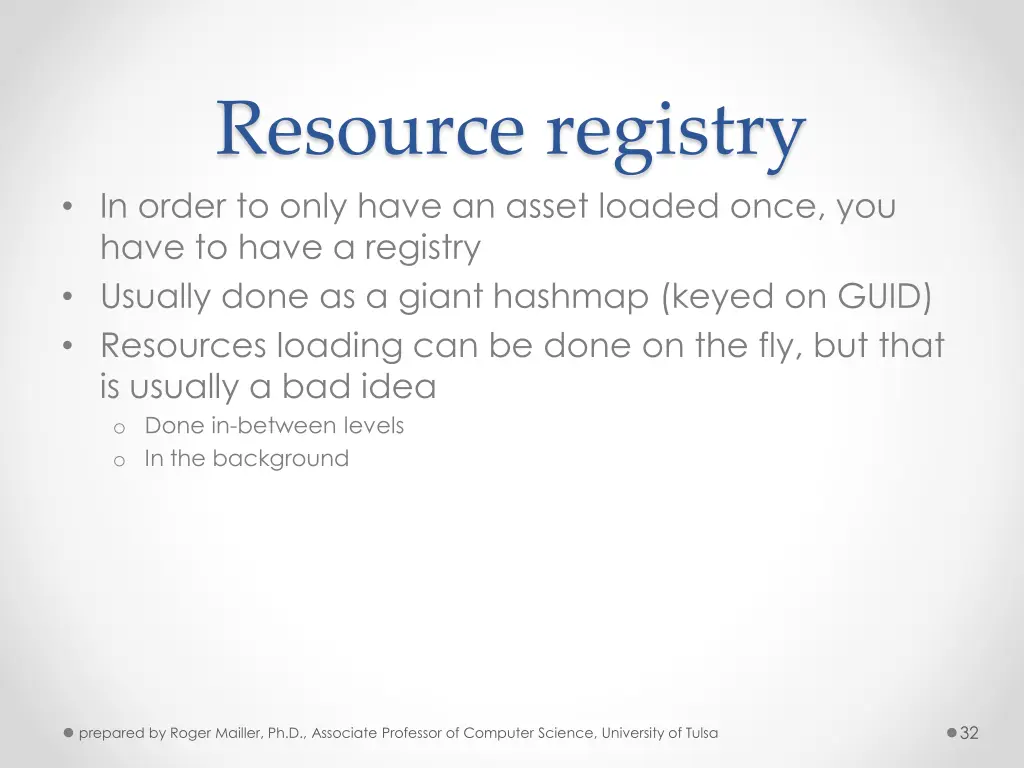 resource registry in order to only have an asset