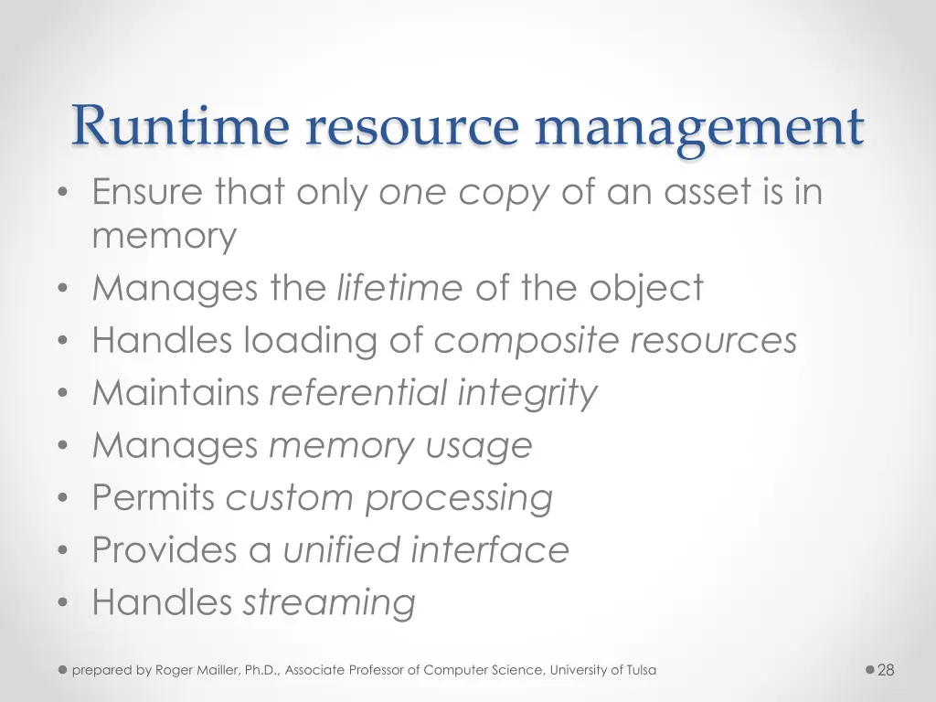 runtime resource management ensure that only