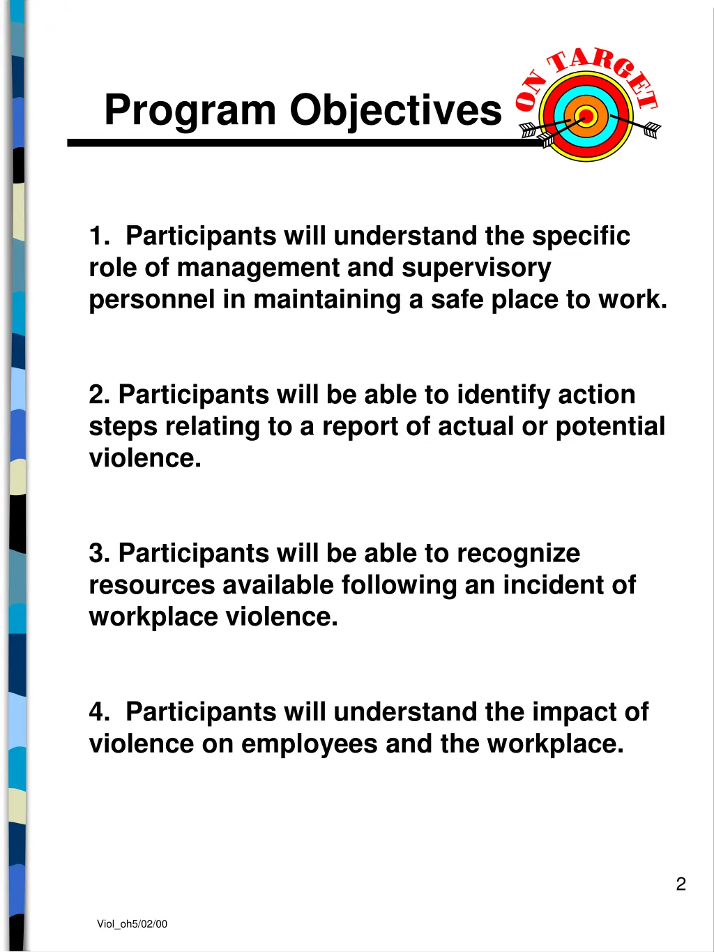 program objectives