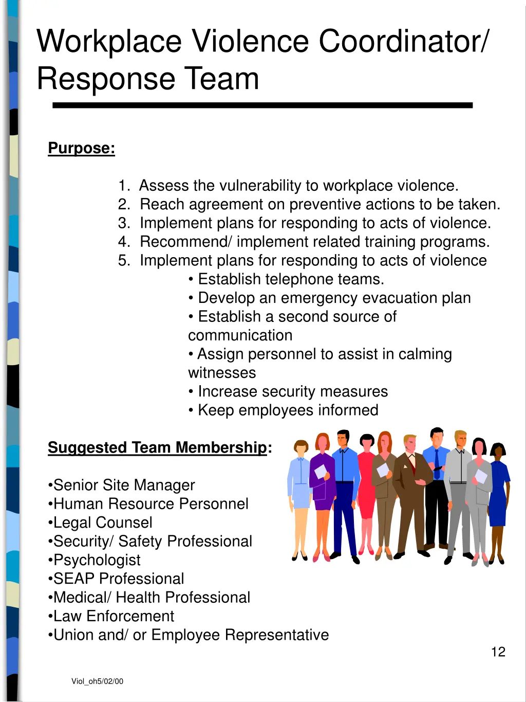workplace violence coordinator response team