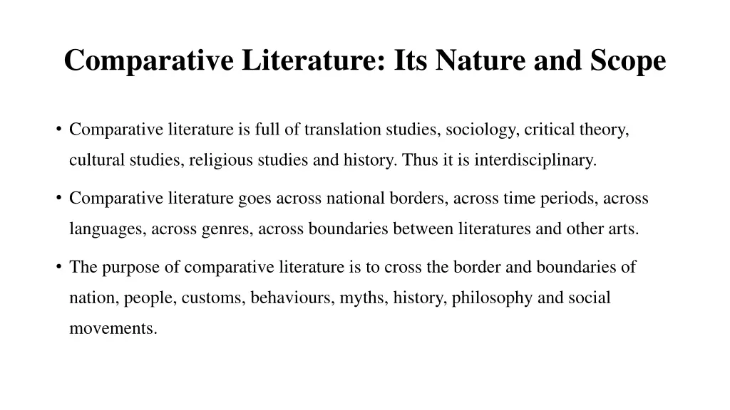 comparative literature its nature and scope 1