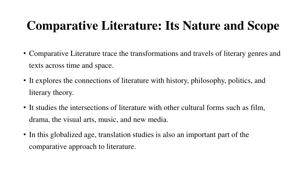 comparative literature its nature and scope