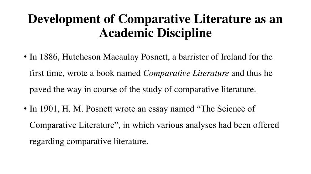 development of comparative literature