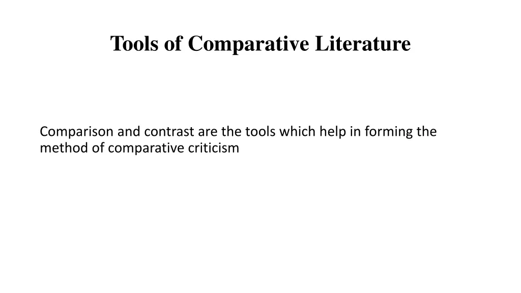 tools of comparative literature
