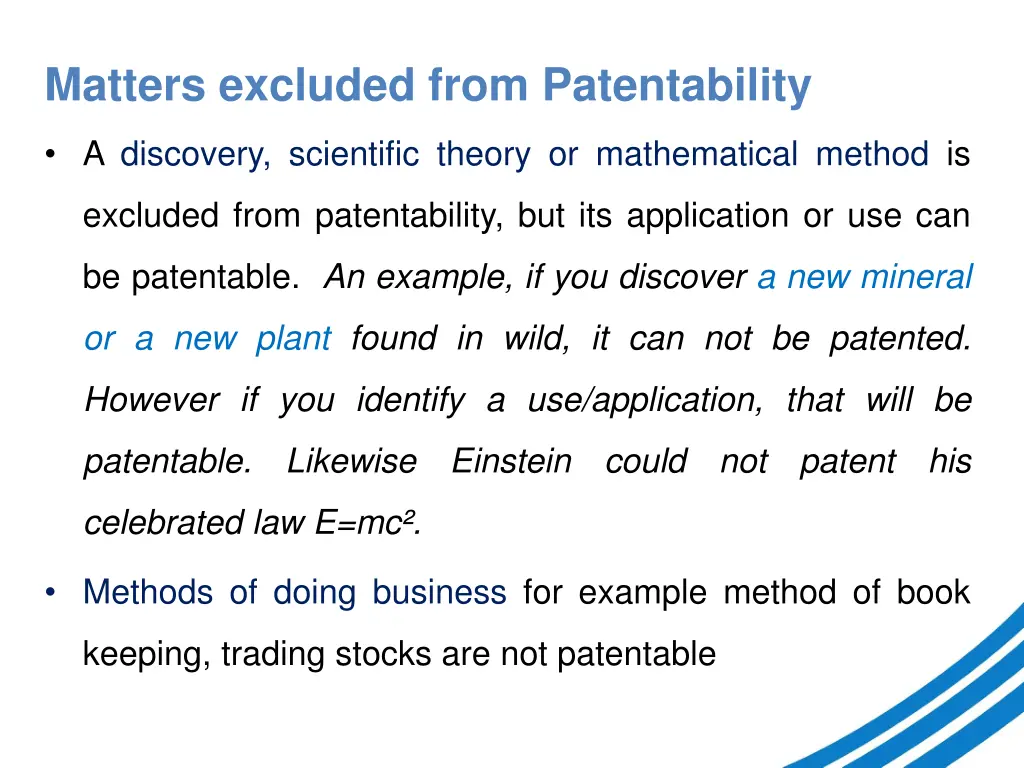 matters excluded from patentability