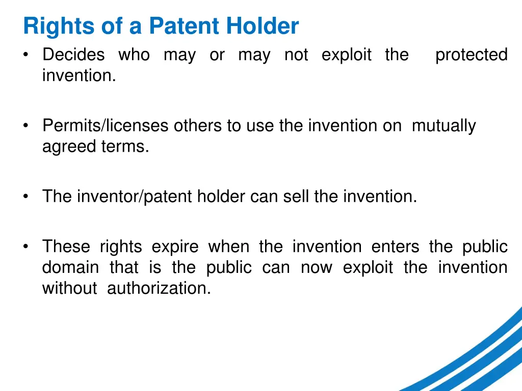 rights of a patent holder decides