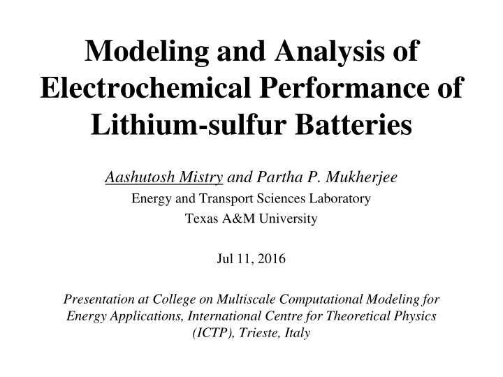 modeling and analysis of electrochemical